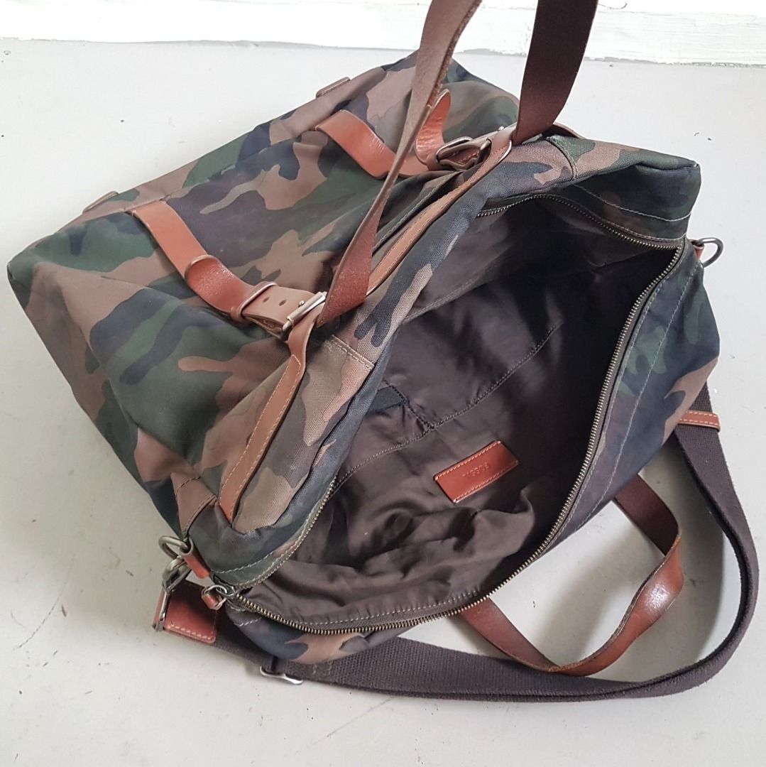 Trendy FOSSIL Camouflage Messenger Bag, Designer Tote Bag, Duffle Bag
