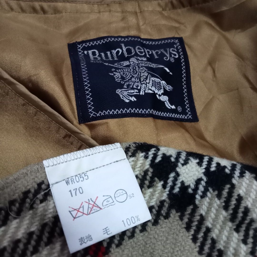 Vintage Burberry Nova Check Trench Coat Wool Inner Lining Men s Fashion Coats Jackets and Outerwear on Carousell