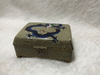 Vintage Cloisonne Dragon Design  Footed Jewelry Box