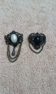 Vintage goth style brooch pin pair of 2
