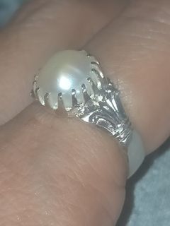 Vintage Silver Pearl Ring size 8