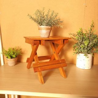 Vintage small folding solid wood plant stand