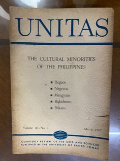 VINTAGE UNITAS UST UNIVERSITY OF SANTO TOMAS ARTS AND SCIENCES BOOK Cultural Minorities 1967 USED