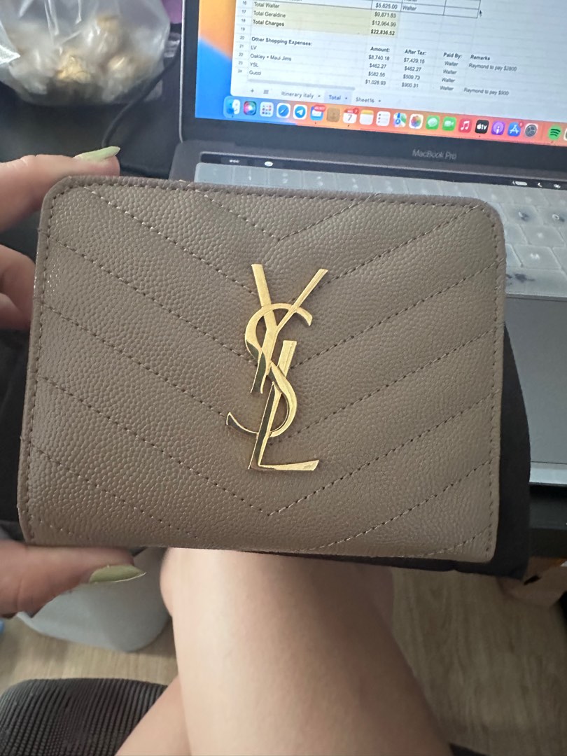 Monogram compact zip around wallet in grain de poudre embossed leather shop