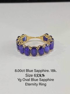 18k almost 5grams Blue Sapphire Eternity Ring w/ Certificate