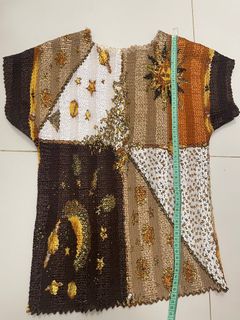 日本古着复古花纹褶皱弹力上衣64225027793281110