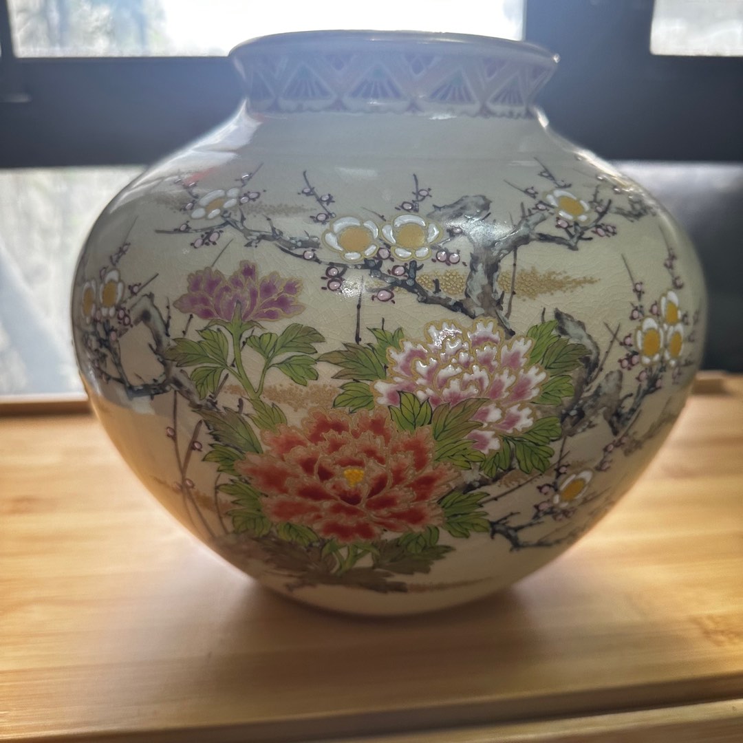 薩摩焼 壺 骨董品 花瓶 置物 中国風 和室 高級感（薩摩焼 壺