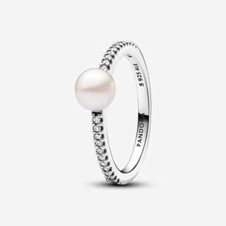 💎 SALE! PANDORA TIMELESS TREATED FRESHWATER CULTURED PEARL & PAVÉ RING