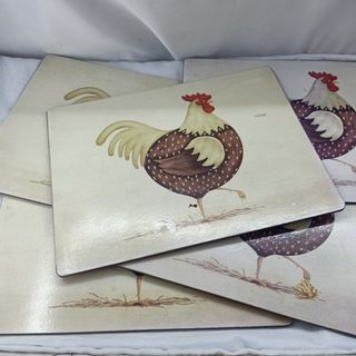 AJ1 8.5" x 11.5" Corkback Coaster With Chicken design from UK set of 5 for 180