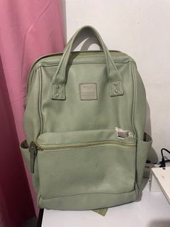 Authentic Anello Mint Green Leather Backpack Large with Free Tote Bag