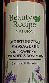 Beauty Recipe Natural Moisturizing Massage Oil Sunflower Oil + Lavender & Rosemary 200mL Calming & Relaxing
