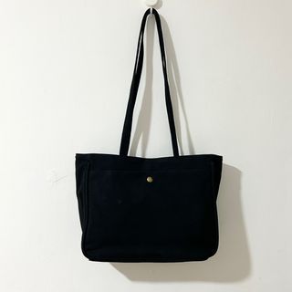 Black Canvas Plain Minimalist Shoulder Mini Tote Bag