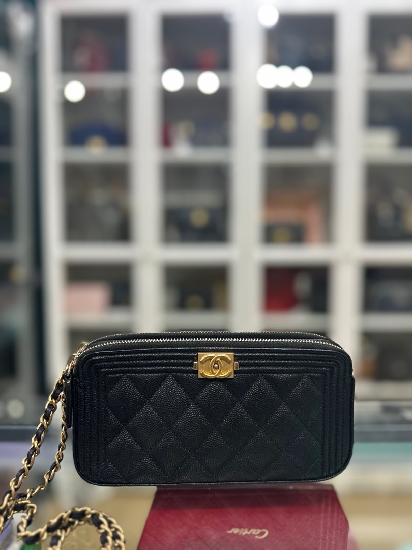 Chanel Boy Double Zip Wallet on Chain in Caviar Leather Aged Gold Hardware Series 25 Luxury Bags Wallets on Carousell