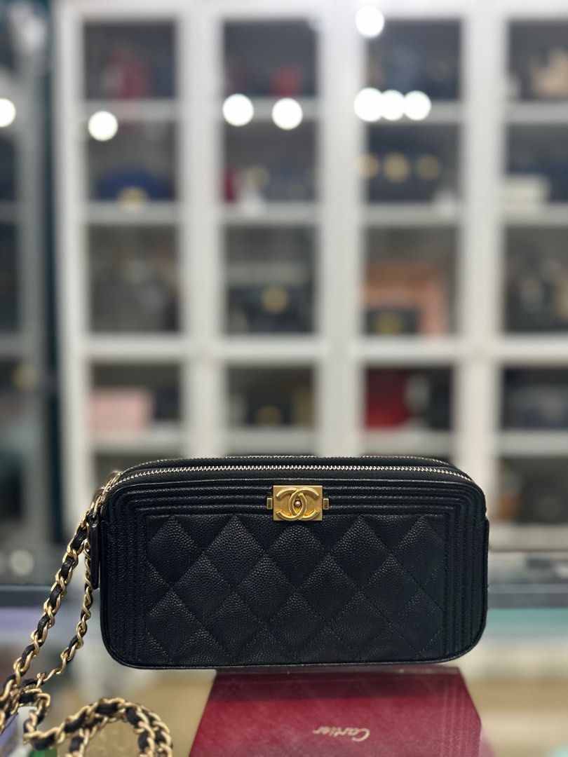 Chanel Boy Double Zip Wallet on Chain in Caviar Leather Aged Gold Hardware Series 25 Luxury Bags Wallets on Carousell
