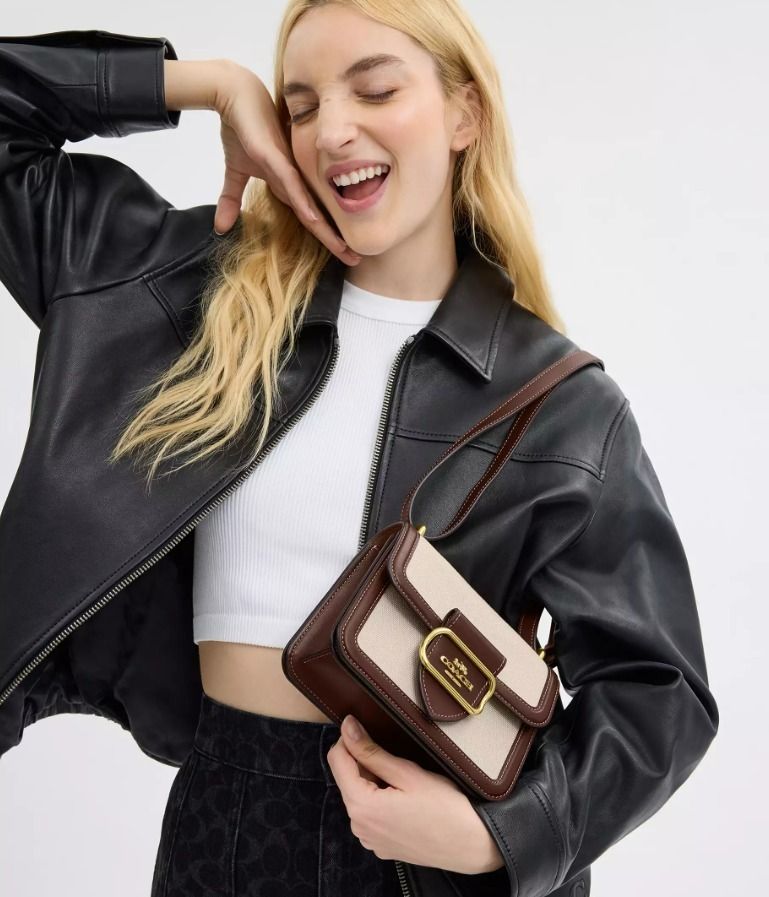 Coach calf leather bag top