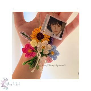 Crocheted Mini Flower Bouquet Keyring