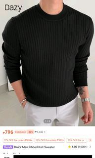 DAZY KNITTED OLD MONEY BLACK KNITTED SWEATER KOREAN STYLE FOR MEN LONGSLEEVES BAGUIO WINTER