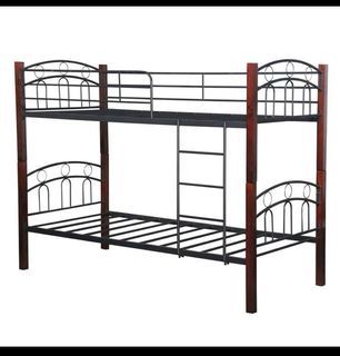 Double decker bunker bed metal and wood frame (used)