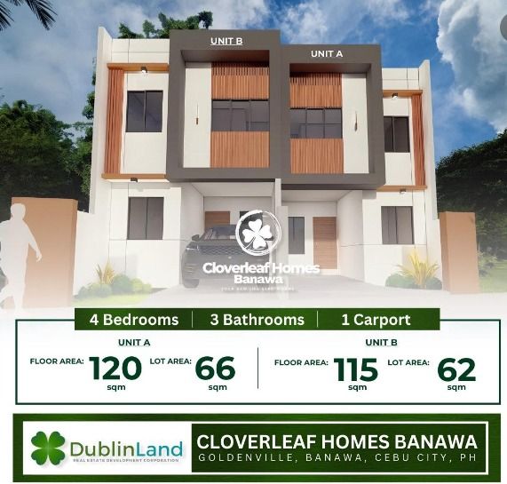 DUPLEX HOUSE for sale 4bedroom in Cloverleaf Homes Mambaling Cebu City
