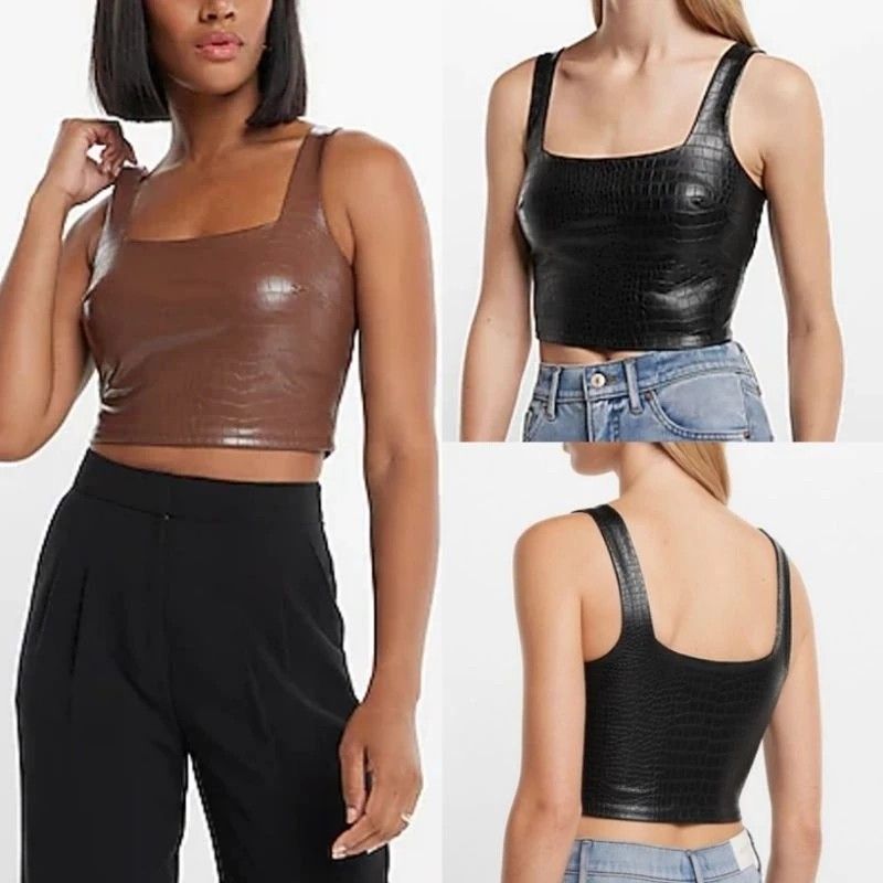 express leather crop top