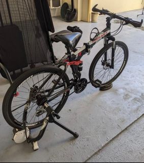 2 Foldable Mountain Bikes with Bike Trainer