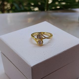 Gold new Pand double diamond elegant ring in gold