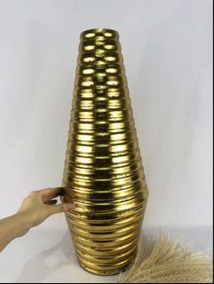 Golden Metal Vase 2ft Tall - Home Decor