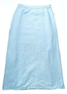 High slit long denim skirt
