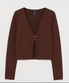 H&M Cropped Brown Cardigan (Fine Knit)