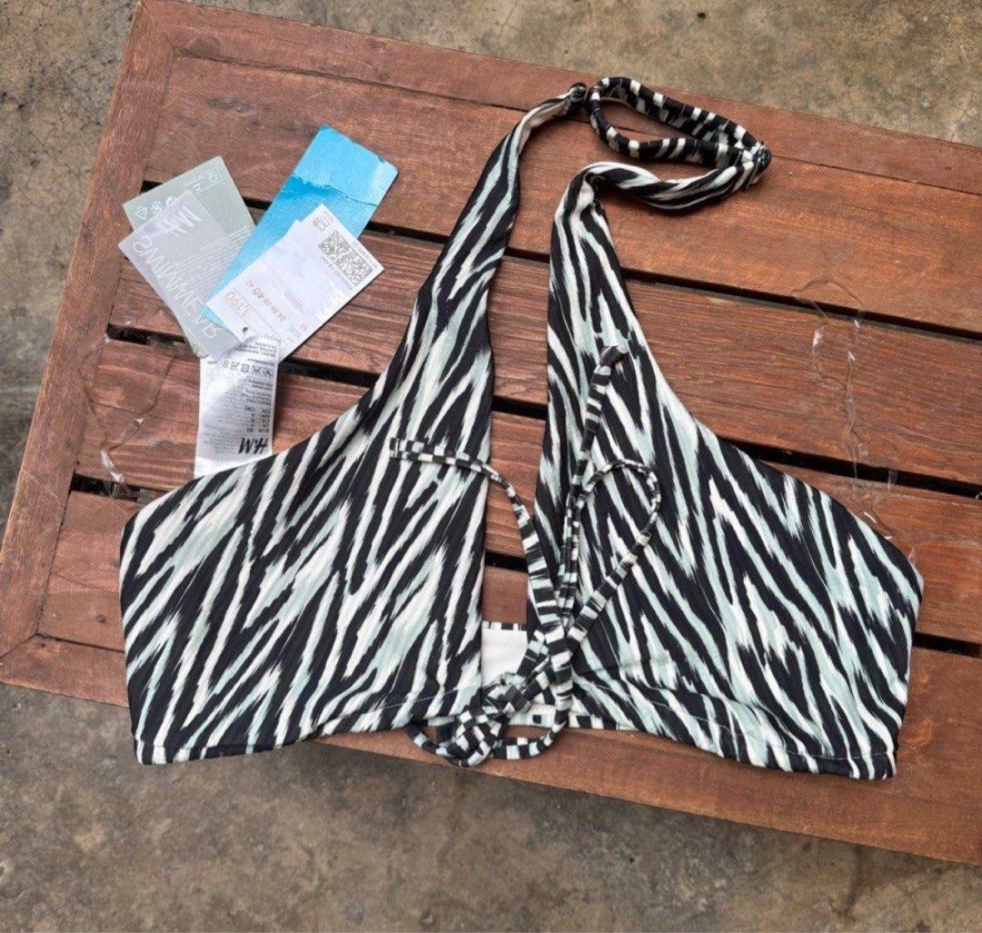 H M Halter Printed Swimsuit Bra Top Women s Fashion Swimwear Bikinis Swimsuits on Carousell