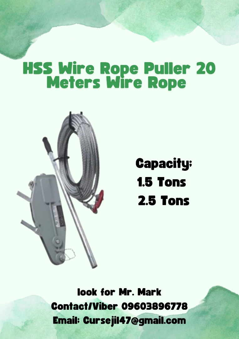 HSS Wire Rope Puller 20 Meters Wire Rope, Commercial & Industrial ...