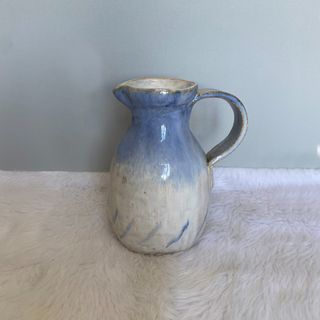 Japan Vintage Signed Blue White Stoneware Vase
