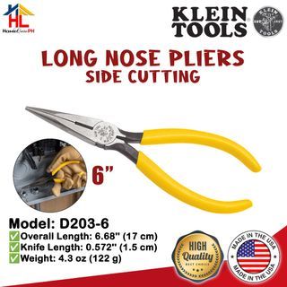 Klein Tools Long Nose Pliers Side Cutting 6 / 7 inches