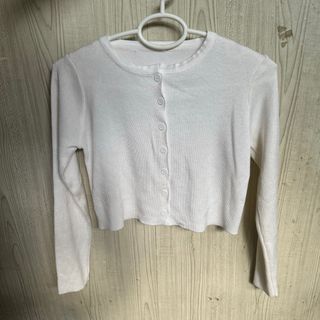 Korean White Knitted Longsleeves Top