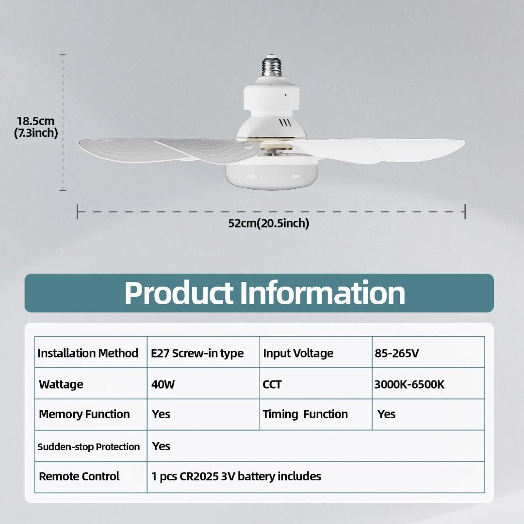 Lampu kipas siling LED 40W E27 dengan alat kawalan jauh untuk ...
