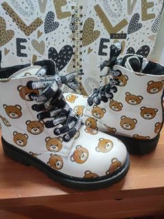 Moschino Kids - Teddy Bear print,  leather ankle Boots