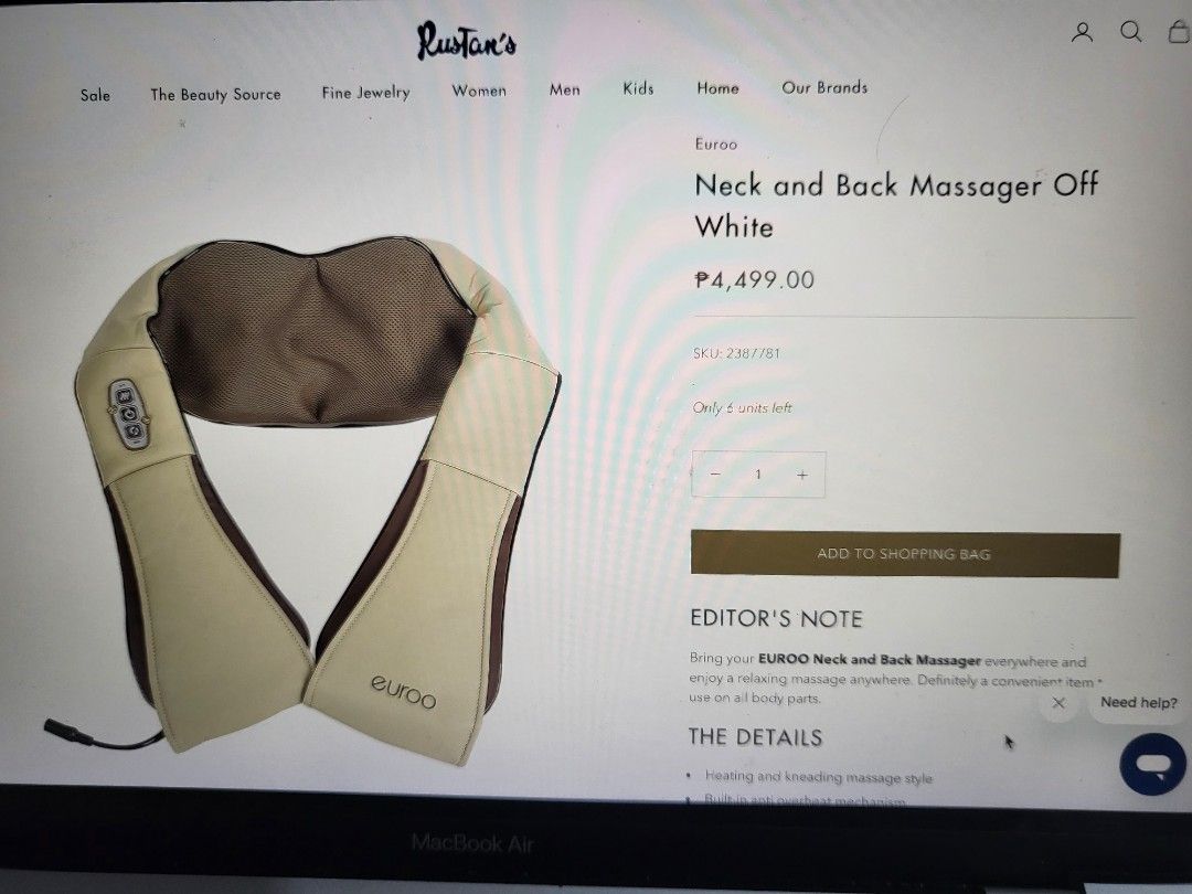Neck and Back Massager (Category: Massage Devices) located in Cavite. Submitted by justforthrift (Listing ID 1302242319, Image 2). Description: Neck and Back Massager. Good as New.