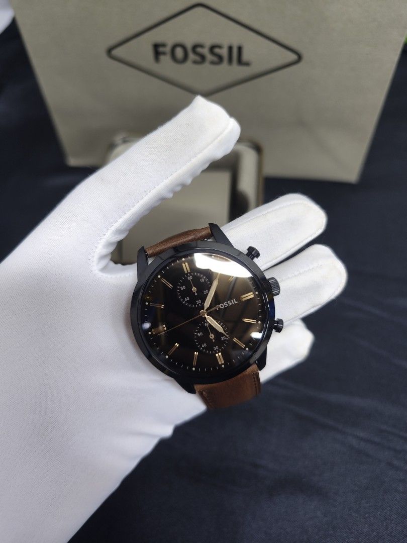 New Fossil Townsman 44mm Chronograph Brown Leather Watch jam tangan lelaki