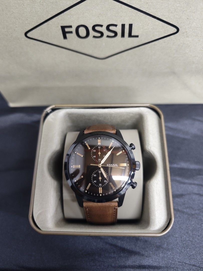 New Fossil Townsman 44mm Chronograph Brown Leather Watch jam tangan lelaki Men s Fashion Watches Accessories Watches on Carousell