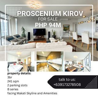 **one away** Proscenium Kirov 46th 3br semi furnished for sale