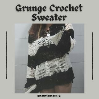 Oversized Striped Grunge Crochet Sweater | Killstar Inspired| Goth Alternative Alt