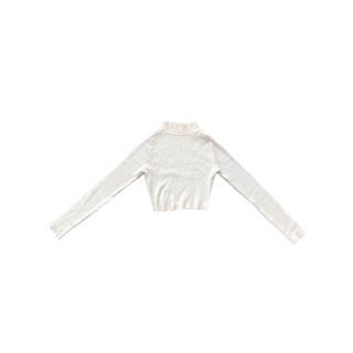 Pearl white cotton super soft knitted turtle neck cropped