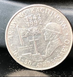 Philippines Commemorative One 1 Peso Coin 1942-1992 Araw ng Kagitingan