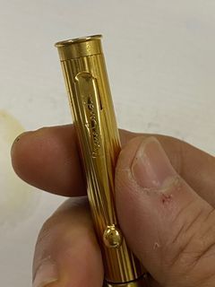 Pierre Cardin Gold Stone Bright Gold Blue Pen - VINTAGE BALLPEN - USED - Need to change Ink - Not Montblanc Parker Cross