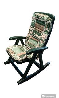 Plastic Rocking Chair - Foldable/ Collapsible / Portable, Dark Green with seat chushion
