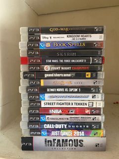 PS3 USED GAMES - God of War, Kingdom Hearts, Book of Spells, Skyrim, Star Wars, GTA V, Street Fighter, NBA2K13, Ghost Recon, COD, Just Dance, inFAMOUS
