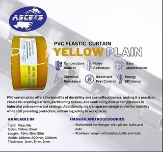 PVC Plastic Curtain Clear/Yellow Plain/Rib
