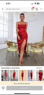 Red silk slit dress