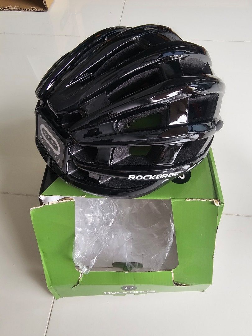 Rockbros helmet with light Sports Equipment Bicycles Parts Parts Accessories on Carousell