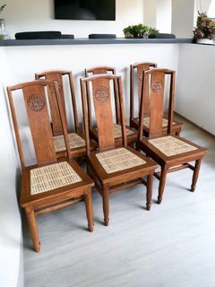 SET OF 6 ORIENTAL DINING CHAIRS- NARRA WOOD